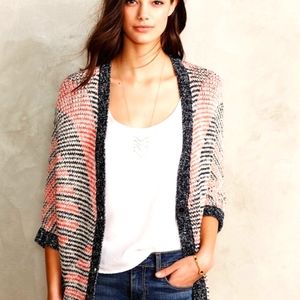 **SOLD**Anthropologie Moth Cardigan Jacquard  Sleeve Sweater Size:M 🥀